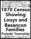 1870 U.S. Census for Pulaski Township, Williams County, Ohio, Showing the James Louÿs and Peter Besançon Families