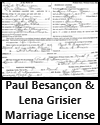 Marriage License of Paul Napoleon Besancon and Lena Susan Grisier (1917)